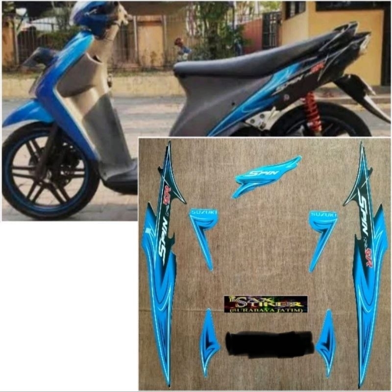 Striping Original Suzuki Spin 125 SR biru hitam tahun 2008 2009