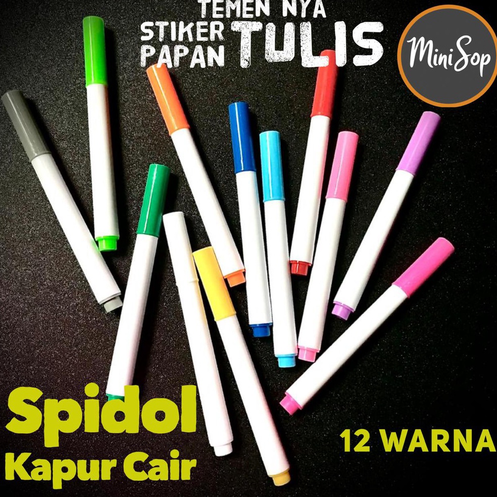 

SPIDOL KAPUR CAIR CHALK LIQUID WATER BASE 12 WARNA UNTUK STIKER PAPAN TULIS ➭Dijual