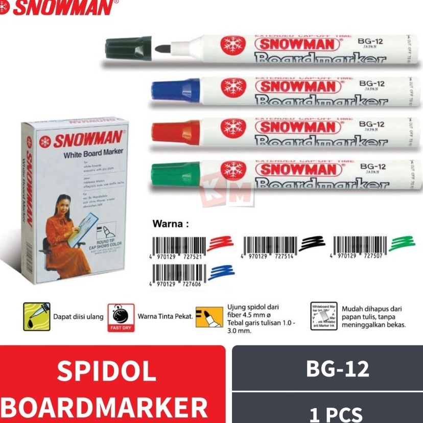 

Terlaris Spidol Whiteboard / Whiteboard Marker Snowman BG-12 Promo