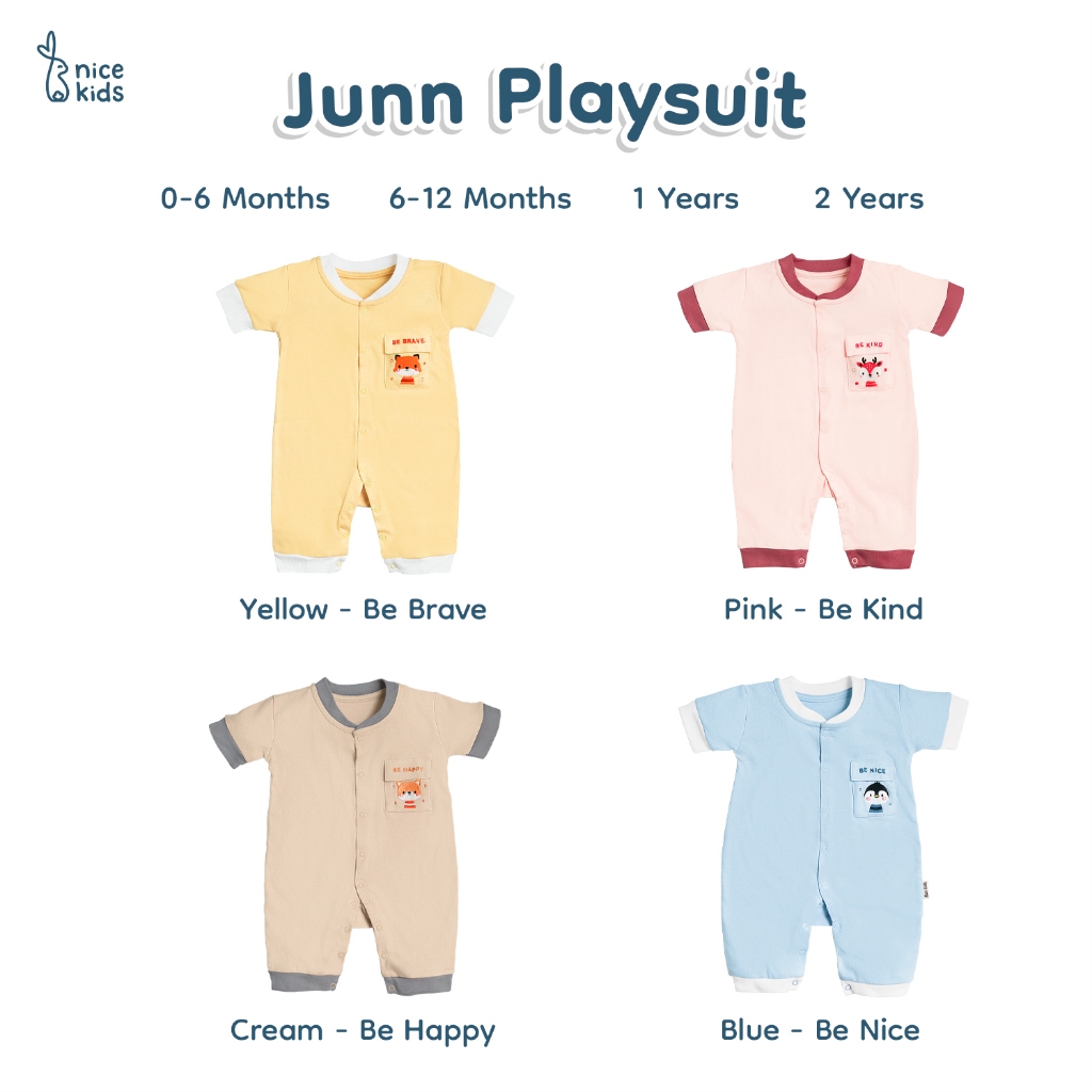 [REJECT SALE] Defect Junn Series Nice Kids (Onesie Playsuit Sleepsuit 0-2 Tahun)