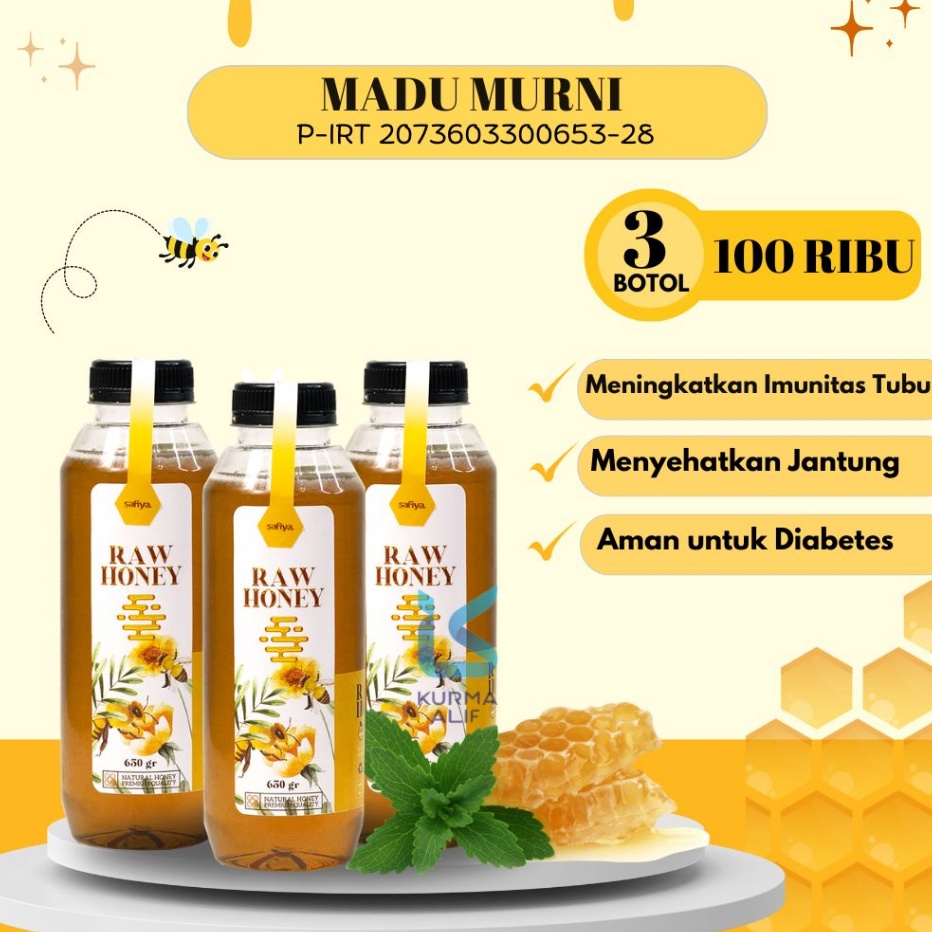 

Ready [3 BOTOL] Madu Murni Asli Raw Honey Multiflora Bayar Di Tempat