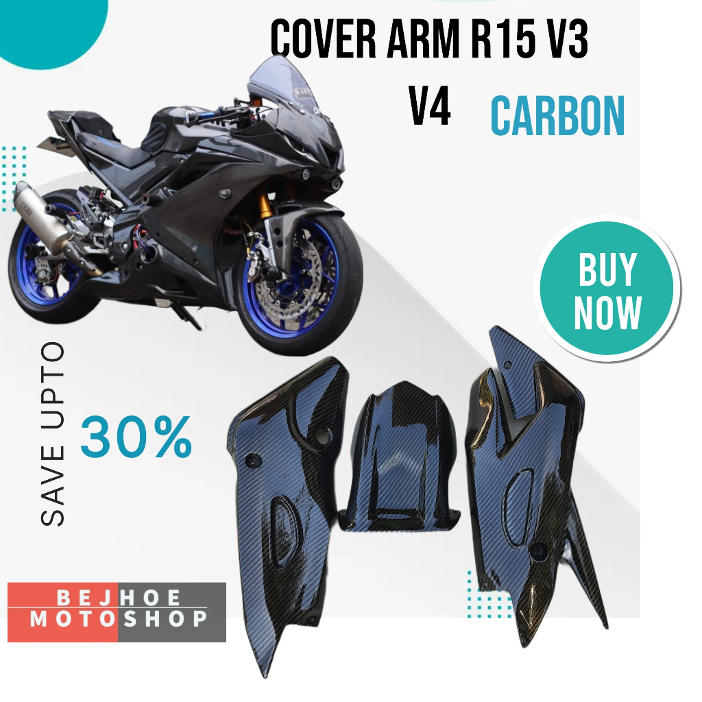 Cover Arm R15 V3 Spakbor Kolong R15 V4 V3 Model R1 Hitam Carbon