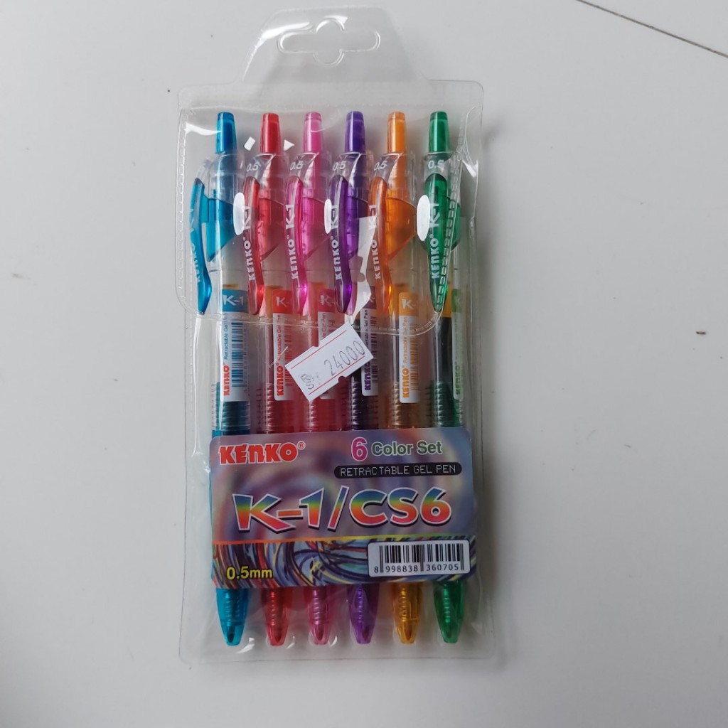 

Pulpen Gel Kenko K-1 6 Color Set - 1 Pack Isi 6 Warna