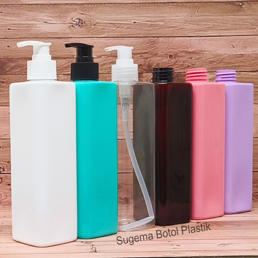 Botol Pump 500ml Kotak Putih Pet Plastik Tebal / Botol Pump Lotion 500 Ml Model Kotak