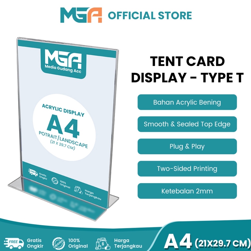 

[TS6] TEMPAT BROSUR STAND 2MM / TENT HOLDER / TENT CARD AKRILIK UKURAN A4 PORTRAIT 2 SISI g8zel