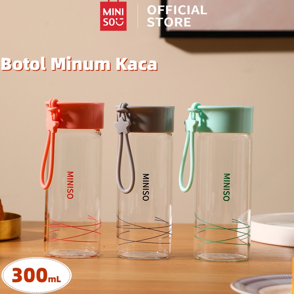 modelTipe VLF685 MINISO - Botol Minum Kaca 300ml Botol Air Minum Kecil BPA Free Kaca Botol Air Panas