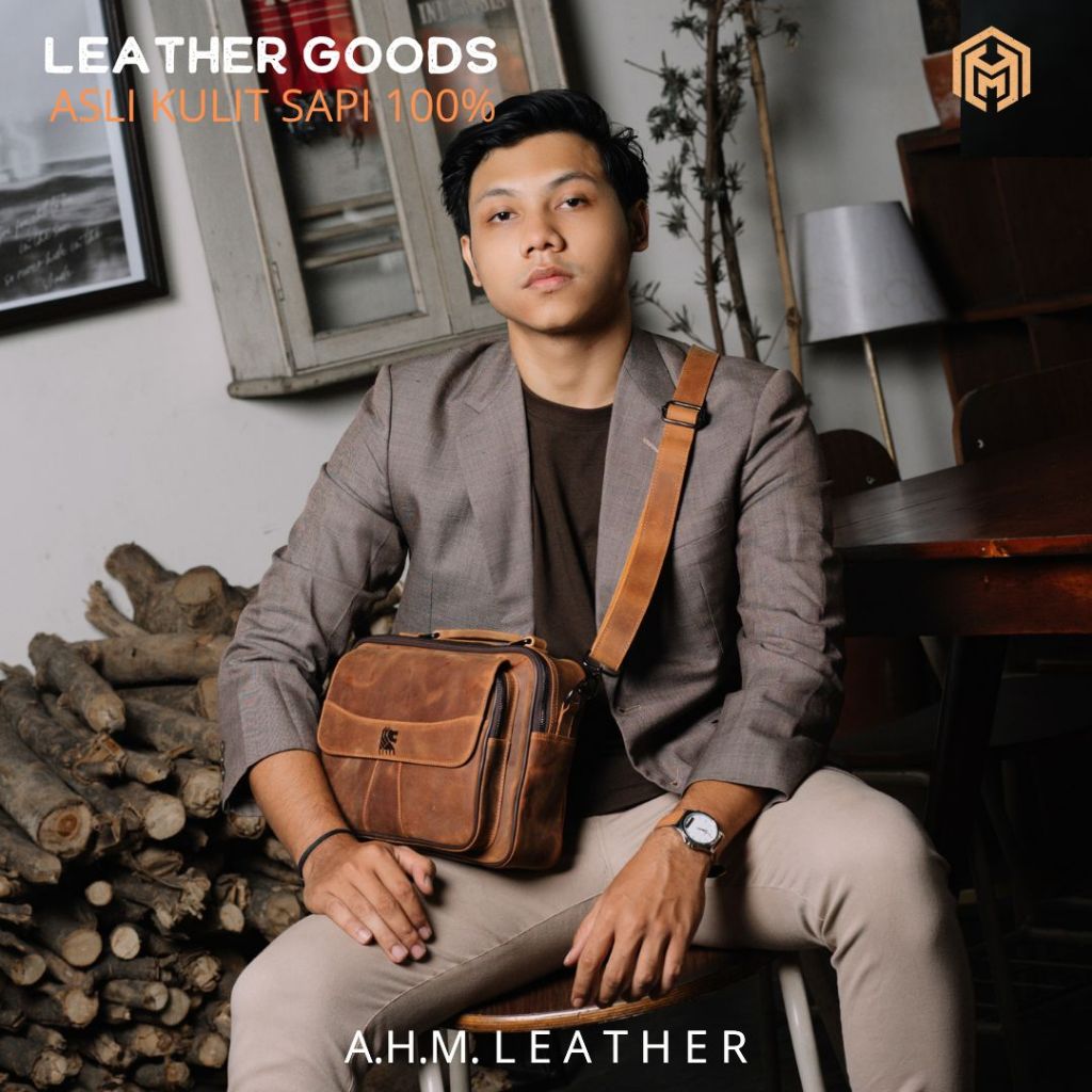 Tas slempang kulit original Tas slempang kulit tas slempang kulit asli pria tas slempang kulit pria 