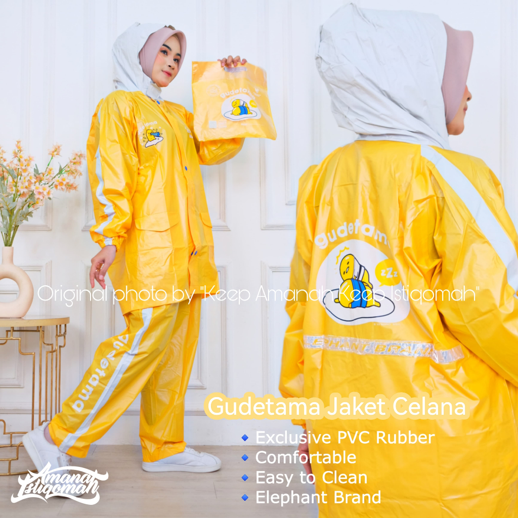 Gudetama Jas Hujan Jaket Celana Exclusive Elephant Brand X Sanrio