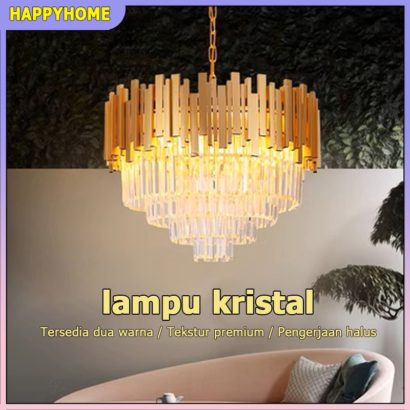 【Termurah】COD Ruang Makan, Lampu Gantung Ruang Tamu / Lampu Gantung kristal / Lampu Gantung Emas Hit