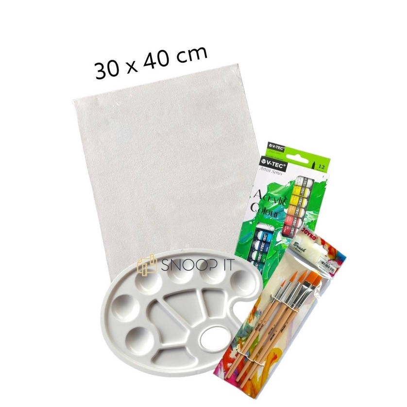 

BISA ✨COD✨ Paket Melukis Lengkap Set 4 in 1Jumbo Set Kanvas 30x40 Kuas Palet dan Cat Acrylic - Set- SHSNP !!