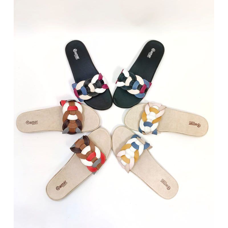 Sandal Kulit Wanita Teplek Sandal Anyam Kulit Asli