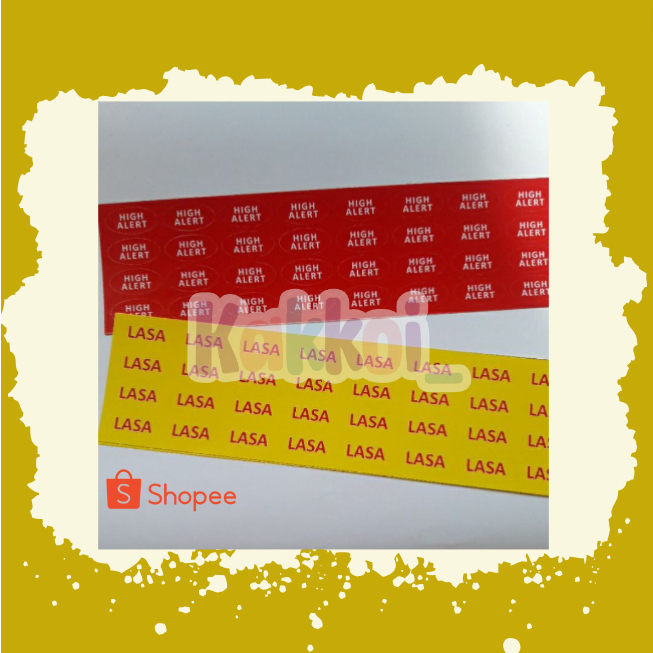 

Stiker Lasa dan High Alert Ukuran 1.5cm x 3 cm