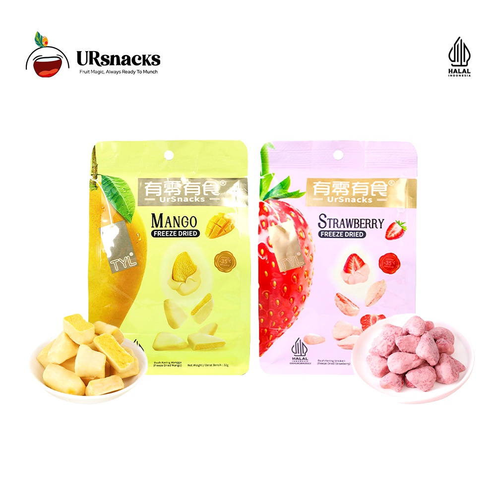 

DISKON BRANDS FESTIVAL URSNACKS Bundle Of 2 - Freeze Dried Keripik Sehat Strawberry + Mango Buah Vakum Cemilan Diet gas !!
