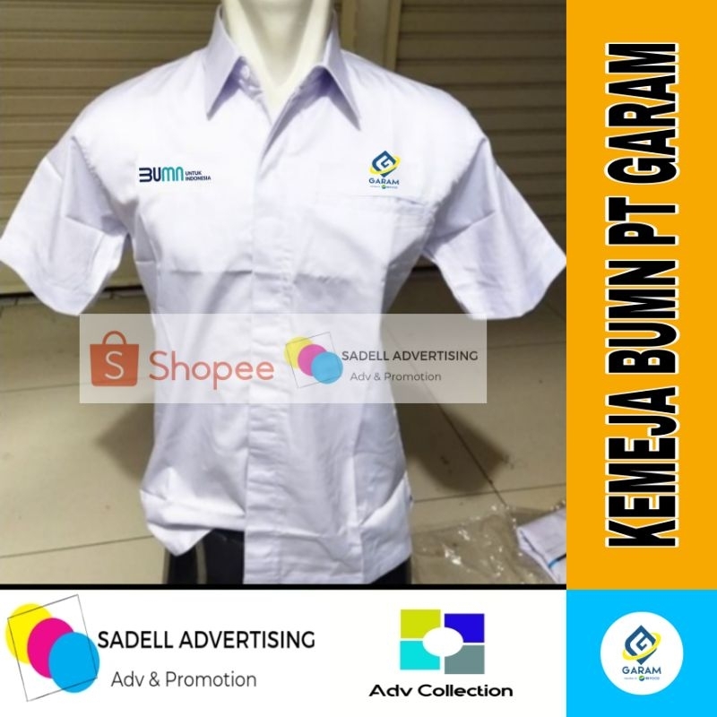 Kemeja PT Garam Seragam BUMN PT Garam Putih Lengan Pendek Pria Bordir
