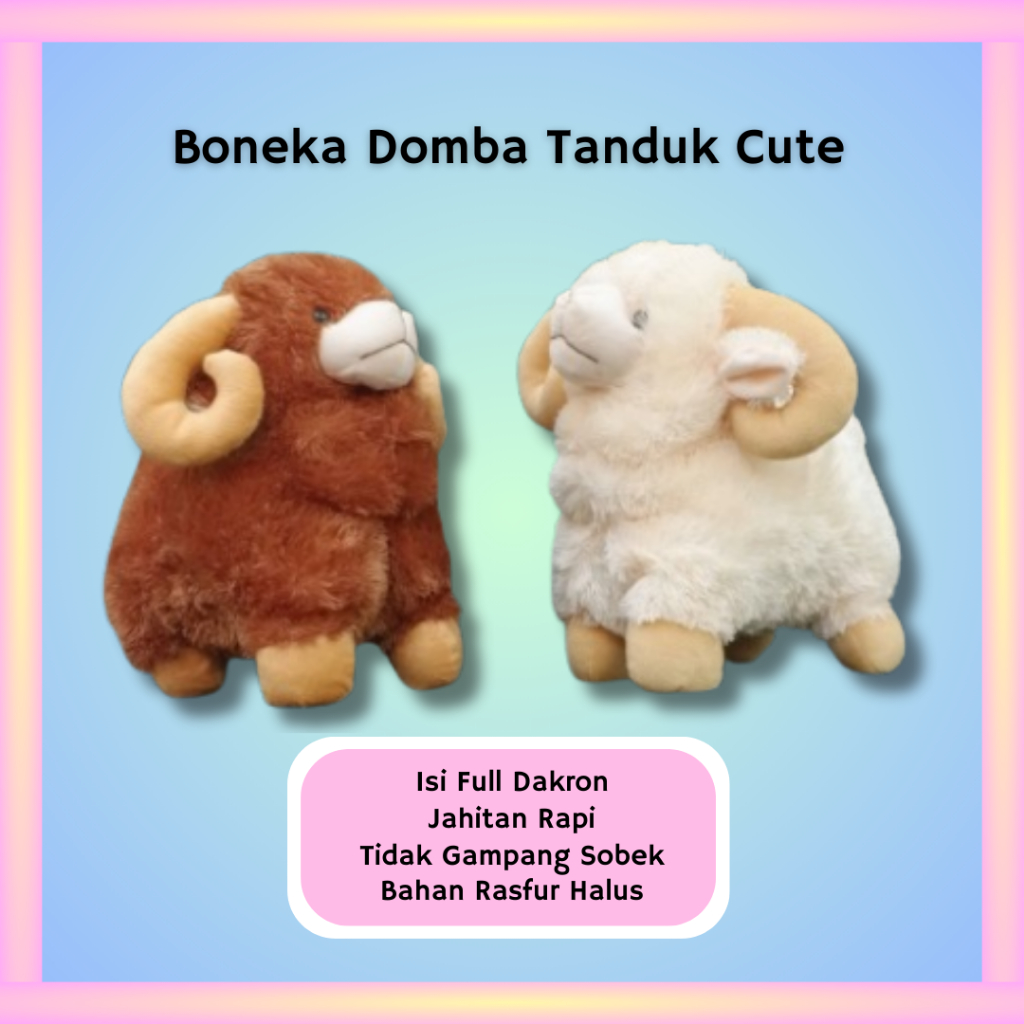 Boneka Domba Tanduk Lembut SNI/Boneka Domba Mainan Anak Lucu/Boneka Domba Tanduk Aqiqah Lucu SNI