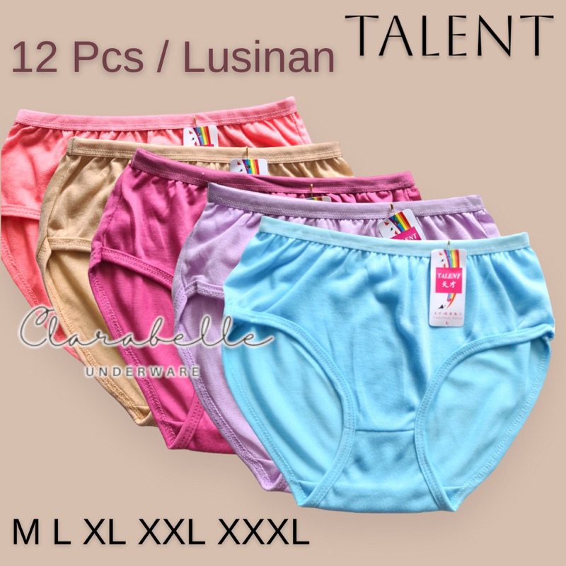 12 PCS CELANA DALAM WANITA REMAJA DAN DEWASA TALENT M,L,XL,3L,4L