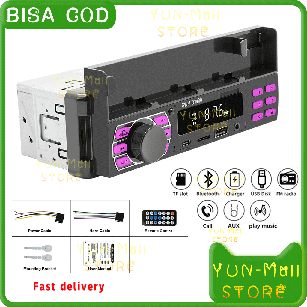 COD YUN Mall Tape Mobil Bluetoth Multifungsi Tip mobil tape mobil bluetooth super bass USB MP3 FM
