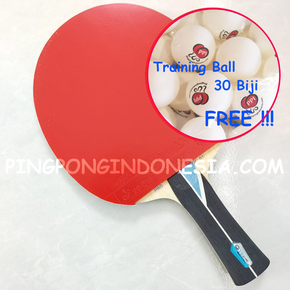 Paket Kayu Yinhe Pro 01 - Blade Kayu Pingpong Tenis Meja Bat Bet Pro-01 Rakit Rakitan Karet Rubber Free Ball