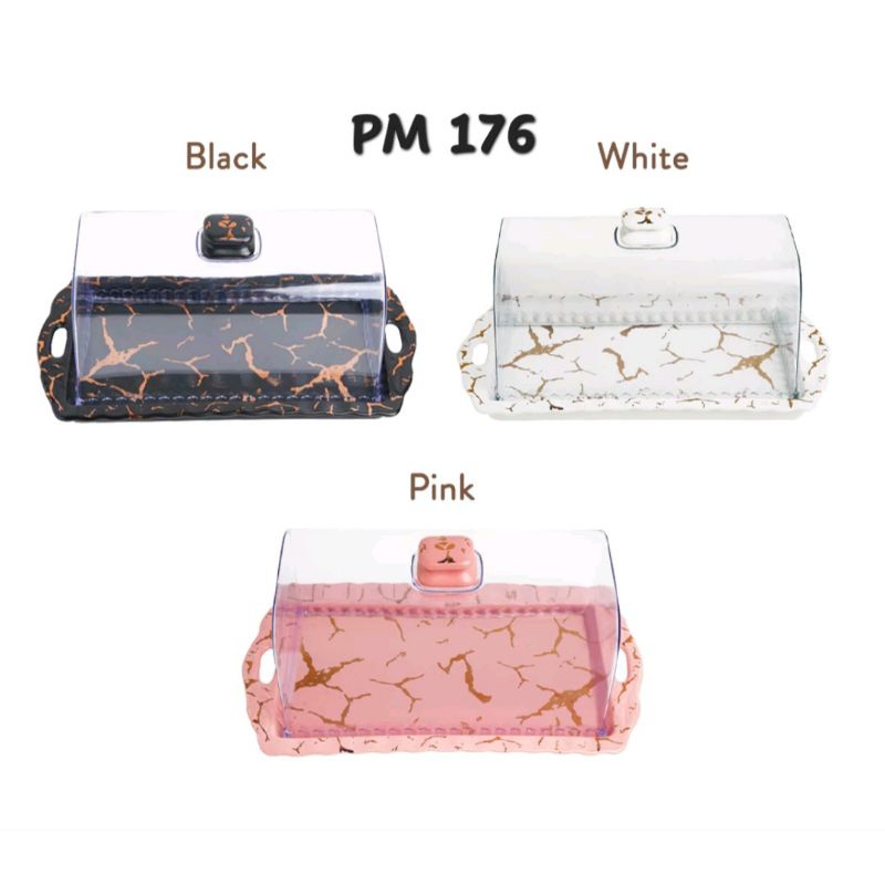 Piring Kue Persegi bahan keramik motif marble Vicenza PM176  (per set)