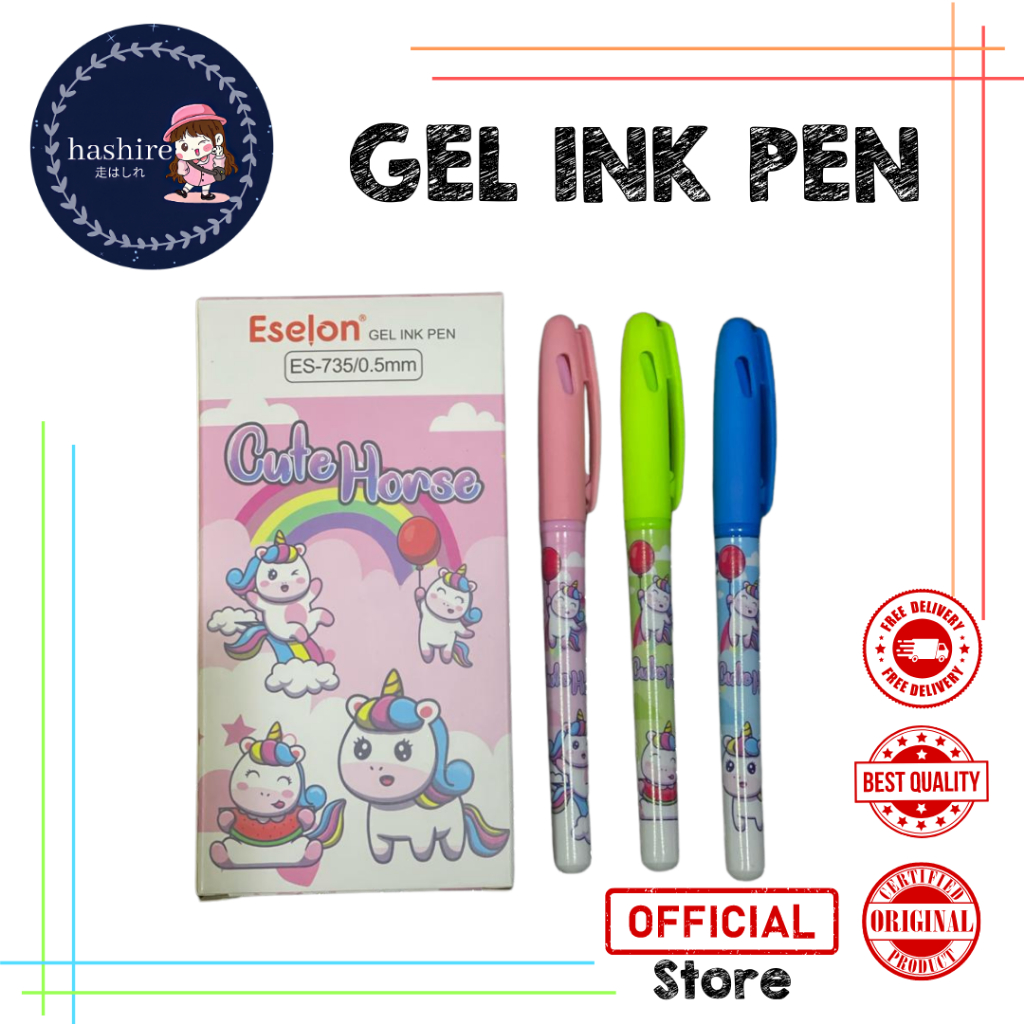 

12pcs Pulpen Gel Cute Horse Eselon 735 / 1pack Pulpen Fancy