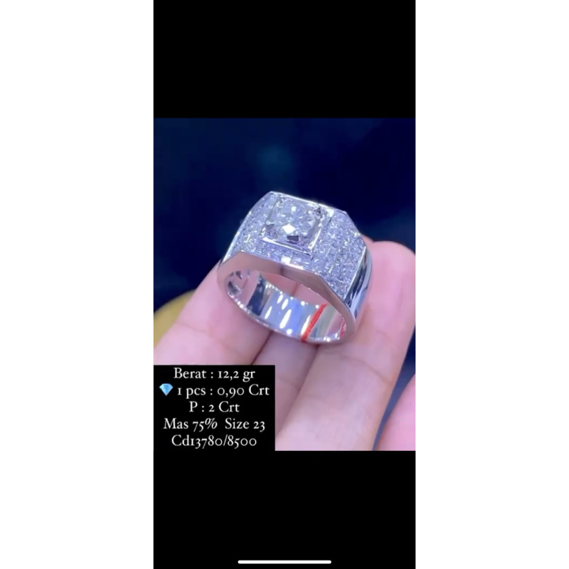 cincin emas berlian laki2 model terbaru 75%