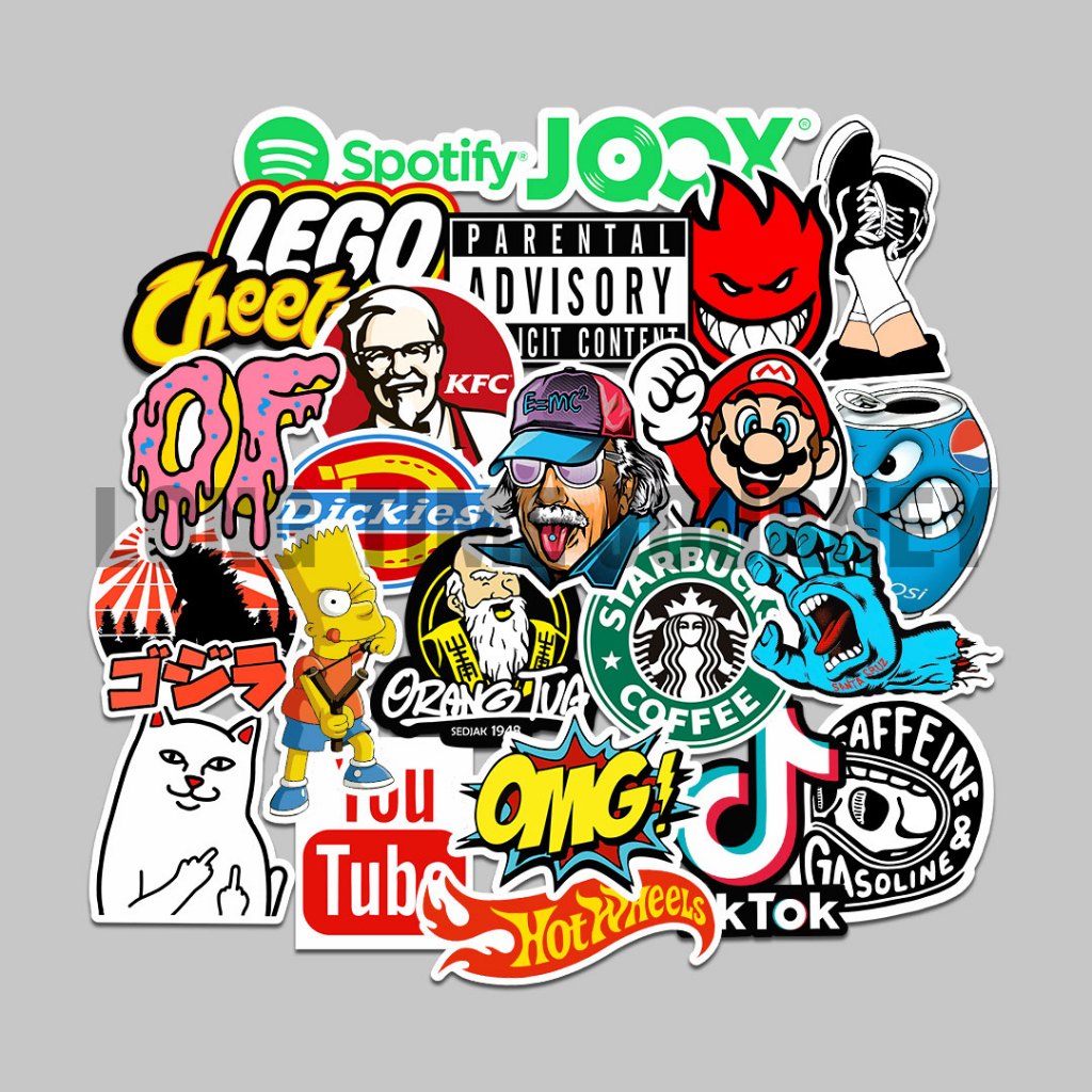 

Stiker pack Aesthetic Colored Logo Sticker Tumbler helm Laptop Hp