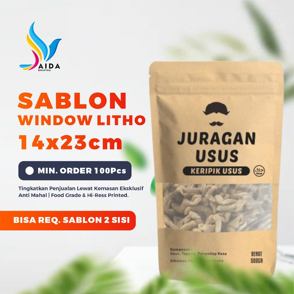 Kemasan Standing Pouch Ziplock Sablon Ukuran 14x23cm Snack Makanan Basreng