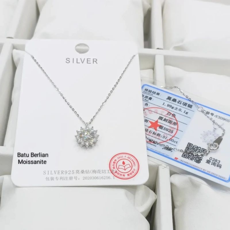 Kalung Moissanite berlian perak silver S925