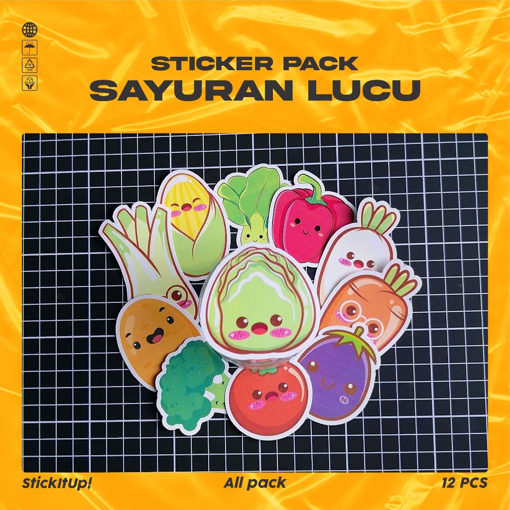 

COD✨ StickItUp Stiker Pack Kartun Sayuran Lucu Keren Untuk Koper Laptop Skateboard