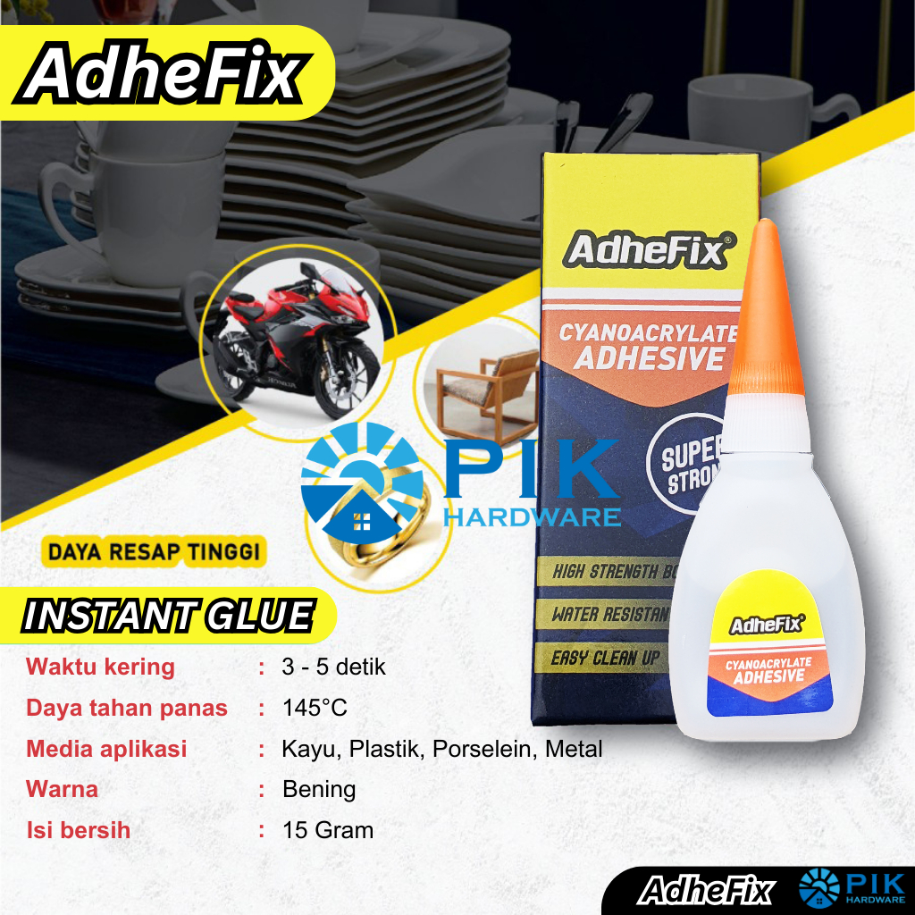 

LEM KOREA - LEM TETES ADHEFIX 15gr SERBAGUNA | LEM SETAN INSTANT | POWER GLUE SUPER REKAT KUAT bukan dextone