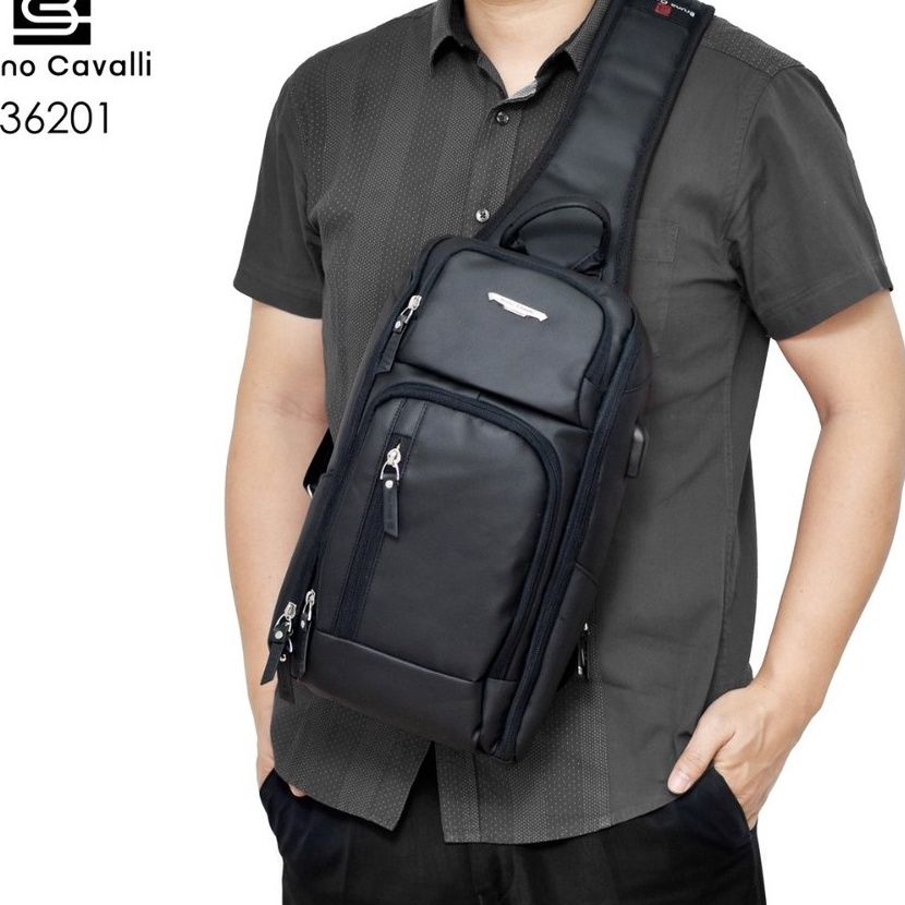 MODEL LCX611 Bruno Cavalli Tas Dada Tas Selempang Pria Waterproof 7L - Tas Pria - Series 36201