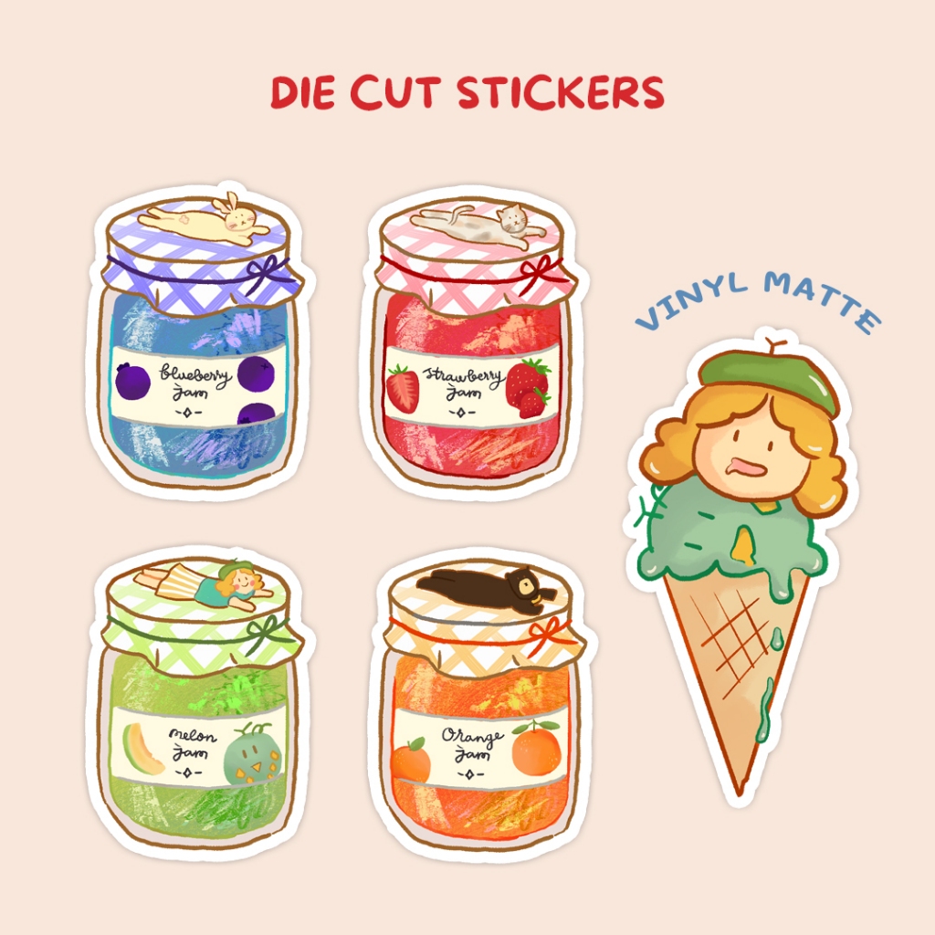

Die cut sticker ice cream selai lucu