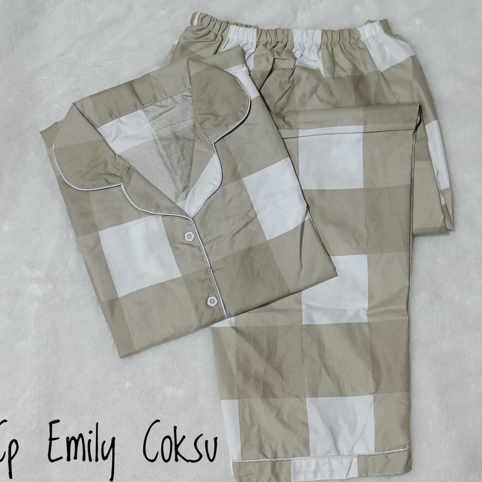 Terlaku. BJ - Piyama CP Wanita Motif Kotak - Baju Tidur Lengan Pendek Katun Premium