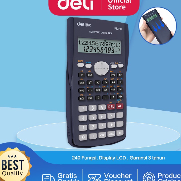 

Terlaris Deli ED82MS Scientific Calculator Kalkulator Scientific 240 Function untuk sekolah dan kantor