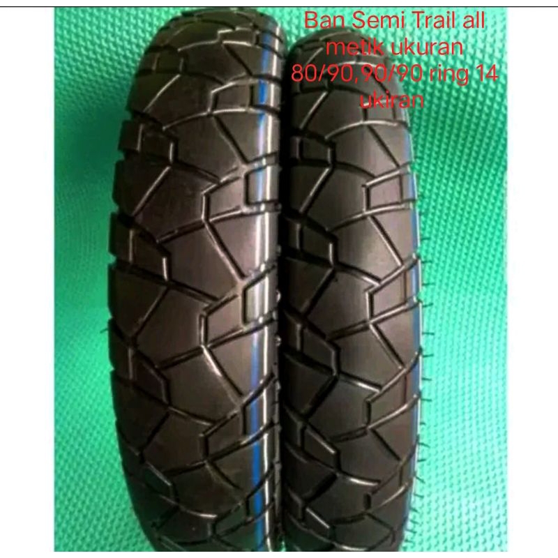 Ban Sepasang merek Semi Trail ukuran 80/90&90/90 ring14 metik