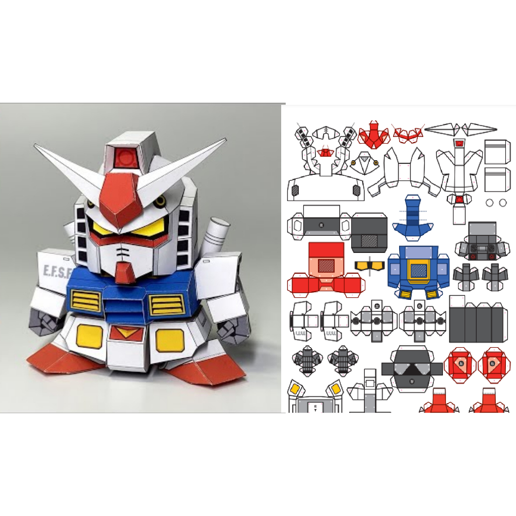 Pola kertas DIY Papercraft Gundam RX 78
