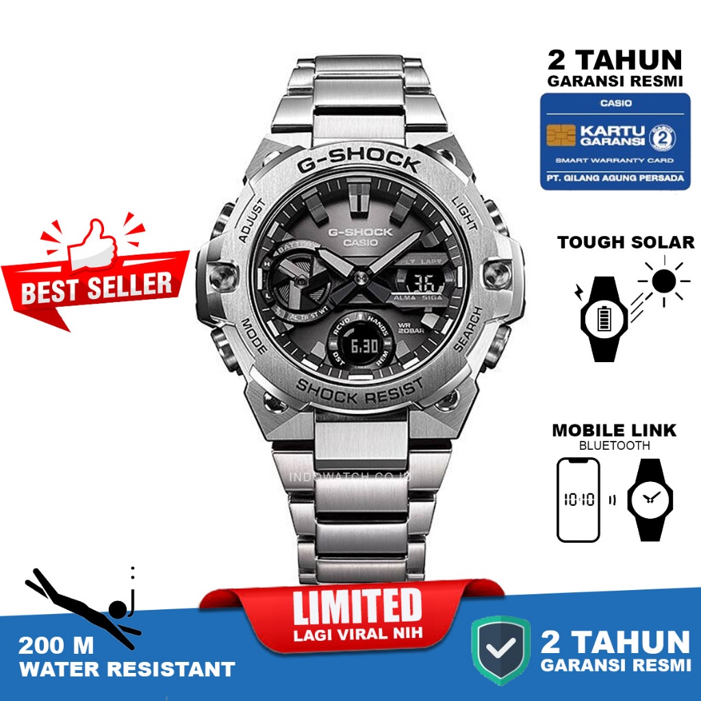 Casio G-Shock GST-B400D-1A g shock gst b400 g steel original garansi resmi