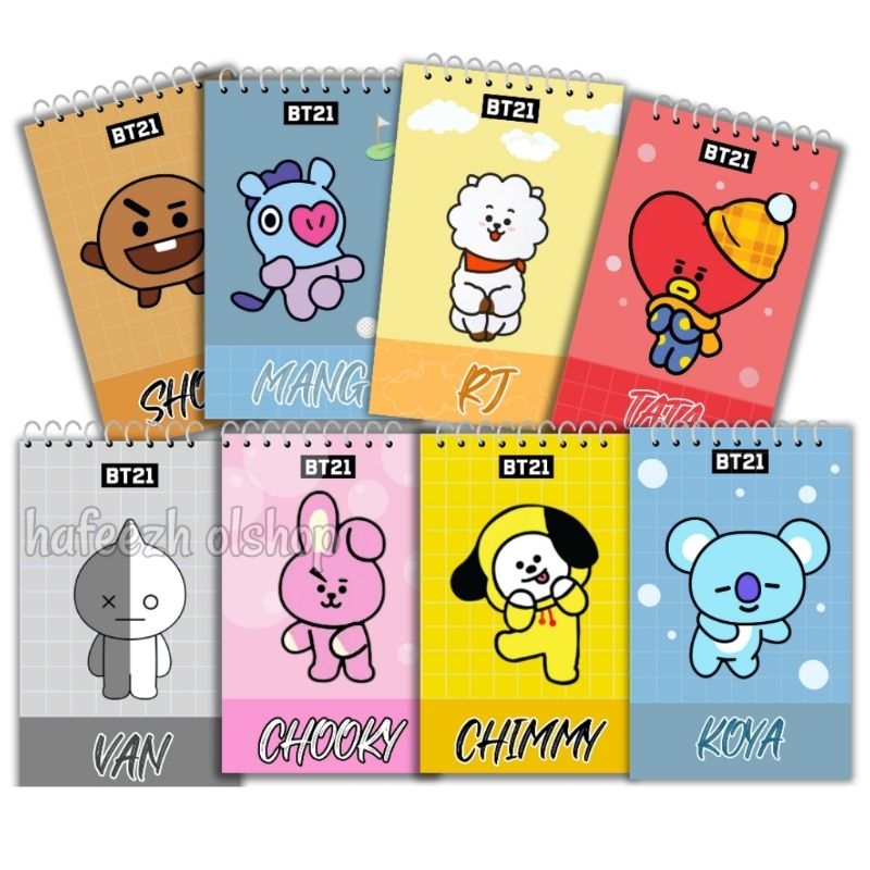 

Buku Catatan Notebook Notes Notepad Spiral KPOP Karakter BTS BT21 Bisa Custom