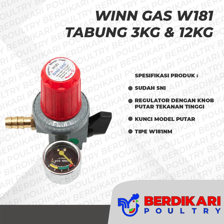 Regulator Winn Gas untuk Tabung 3 & 12 kg - Alat Ternak Kandang Ayam