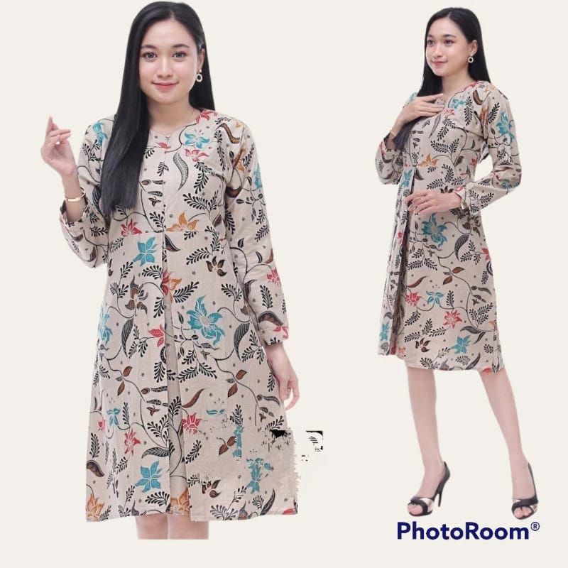 Tunik Batik Jumbo Baju Atasan Wanita Modern Pakaian Wanita Kerja