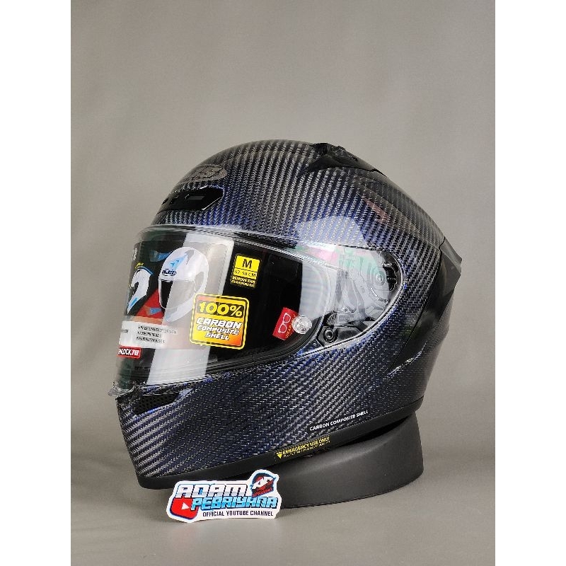 NJS ZX1R CARBON TWILL REFLECT BLUE - Helm Full Face