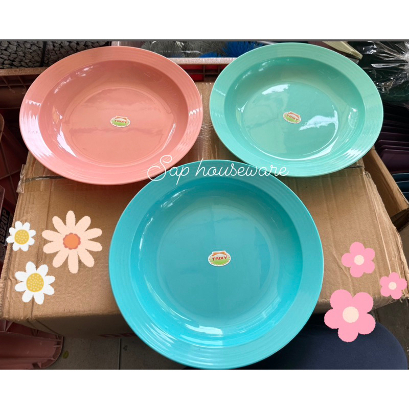 Piring makan 10” Trixy isi 1 lusin/piring makan jumbo/piring makan plastik premium/piring makan cant