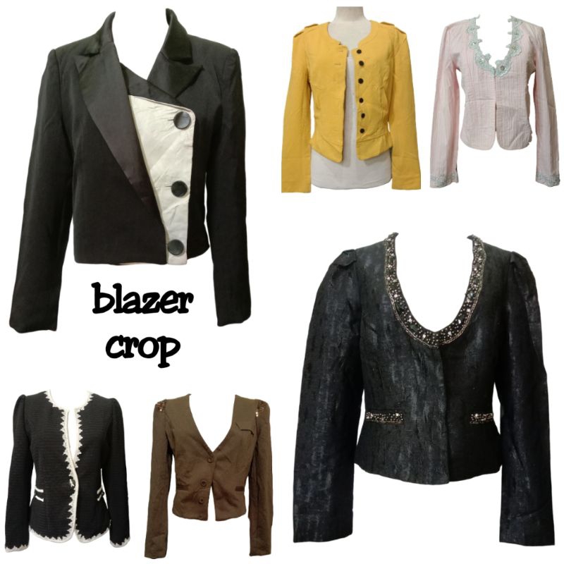 blazer crop, daily, lengan pendek, murce