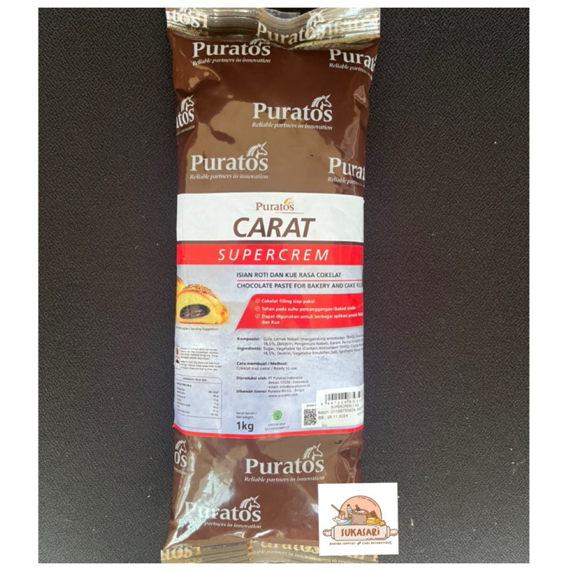 

Carat SuperCrem 1kg Chocolate Filling jam isian roti Super crem Cream chocolate paste cokelat coklat