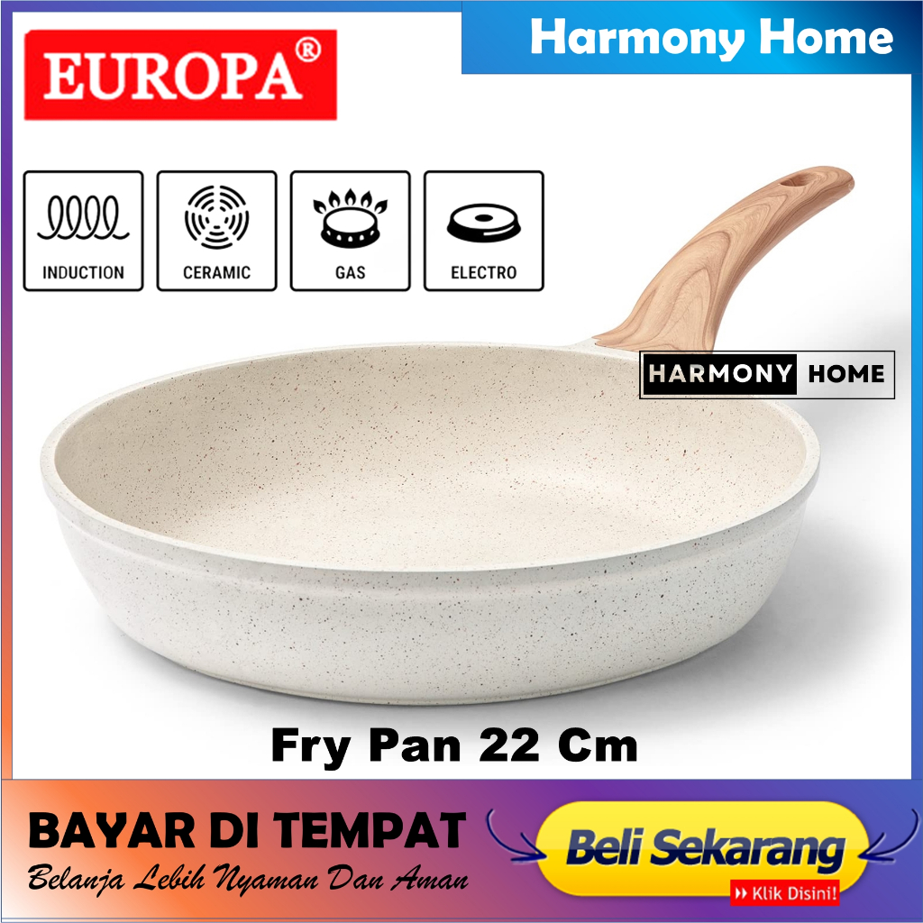 EUROPA Fry Pan 22 Cm Penggorengan jerman Fry Pan 22 Cm Marbel Granit Bisa Kompor Induksi Frying Pan 