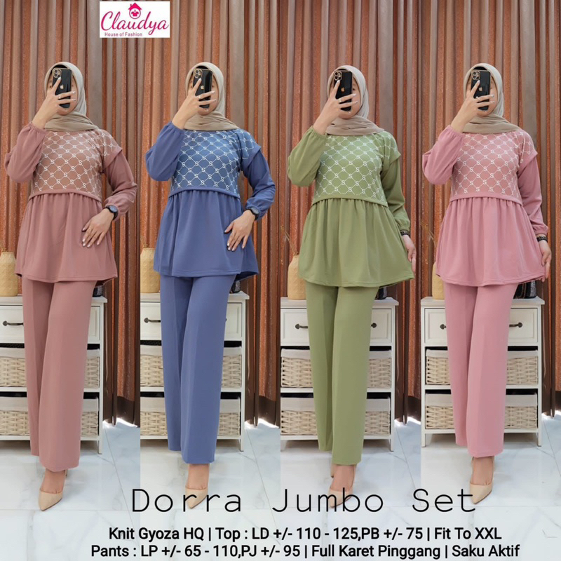 Claudya Dorra Jumbo Set wanita Bahan Knit HQ Ootd Kekinian