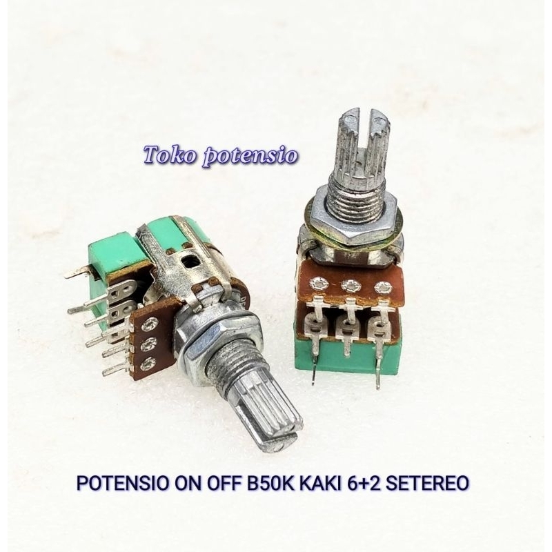 POTENSIO ON OFF KAKI 6+2 B50K