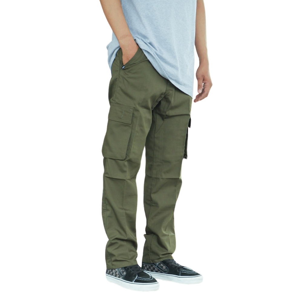 Celana Cargo Panjang Pria Bahan Ripstop Reguler Fit Warna HIjau Army Premium Quality Branded