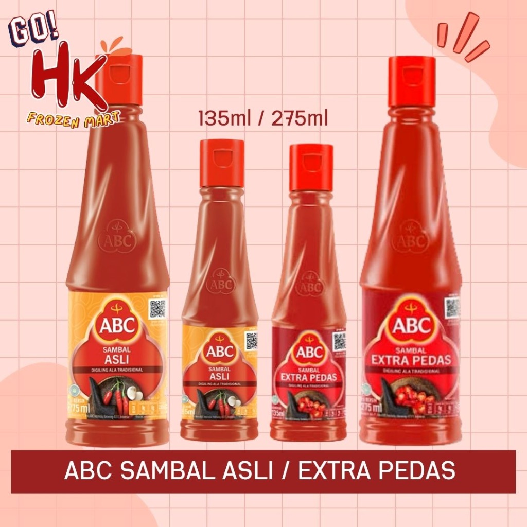 

ABC Saus Sambal Asli & Extra Pedas 135ml 275ml | saos cabe chili super hot indofood HK Frozen Mart