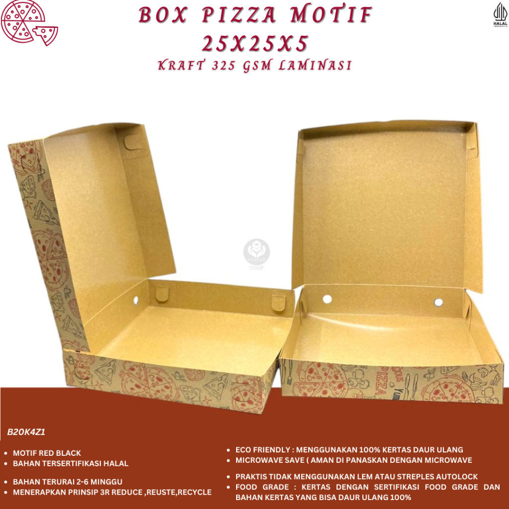 

Box Pizza Dus Pizza 25x25x5 Bahan 325 Gsm Laminasi (B20K4Z1-25X25X5)